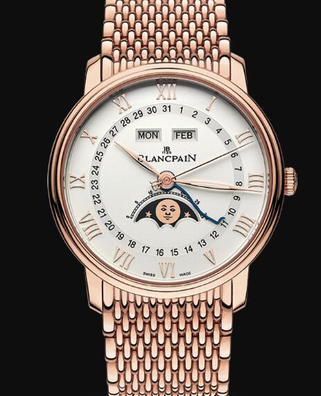 Review Blancpain Villeret Watch Price Review Quantième Complet Replica Watch 6654 3642 MMB - Click Image to Close